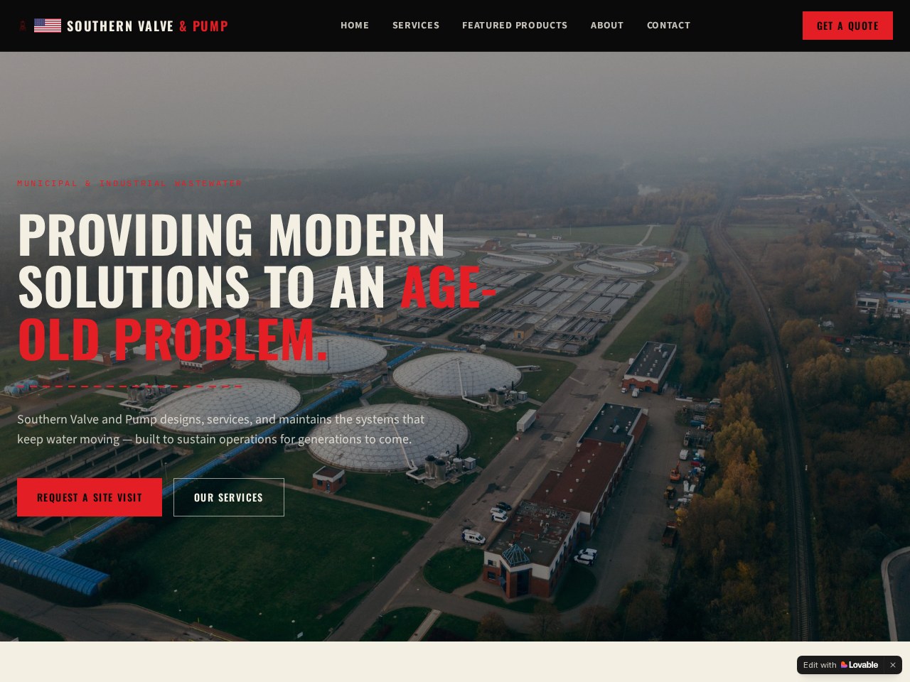 Southern Valve and Pump homepage screenshot